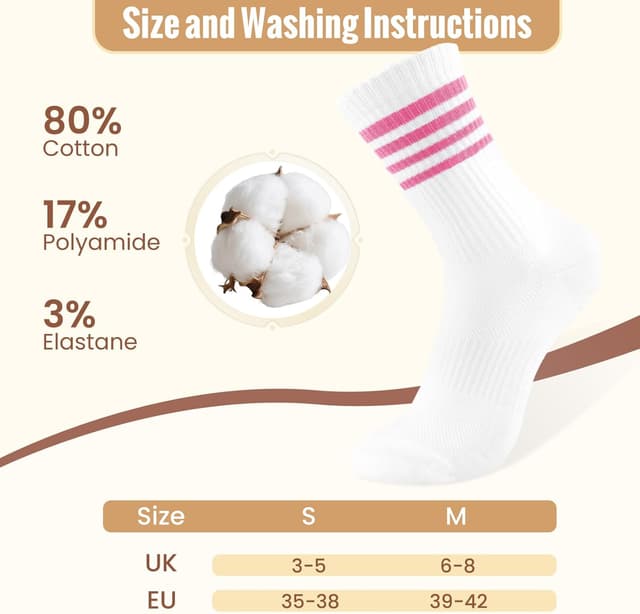 Detalle de Niorasen Calzini Tennis Donna traspiranti in cotone, 6 paia (taglie 35-38 e 39-42) con supporto e punta senza cuciture