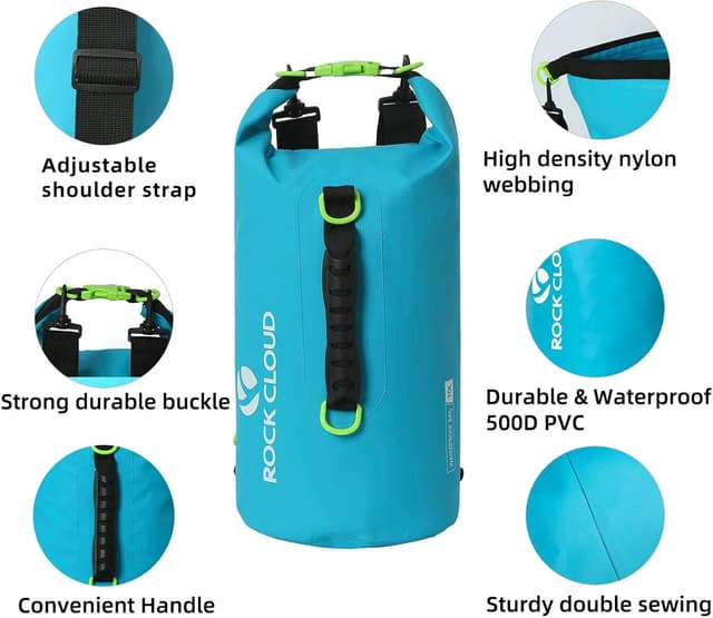 Detalle de ROCK CLOUD roll-top waterproof dry bag for kayaking, boating and camping