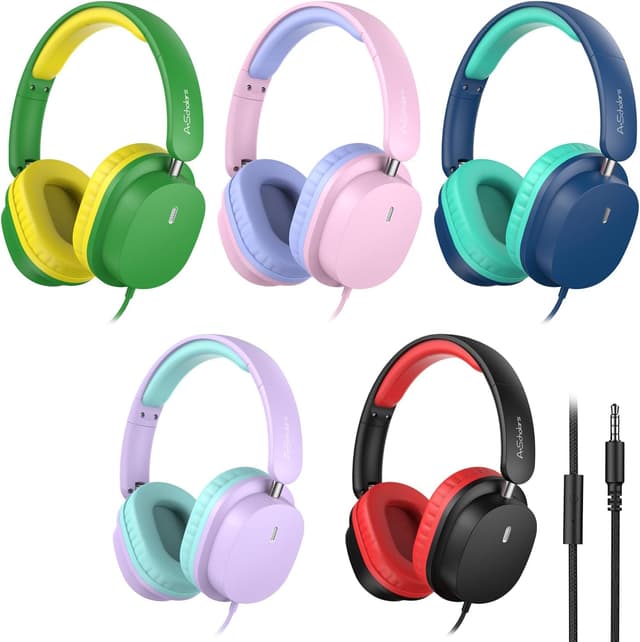 Detalle de A+ Scholars Kids Headphones 5 Pack, 3.5mm