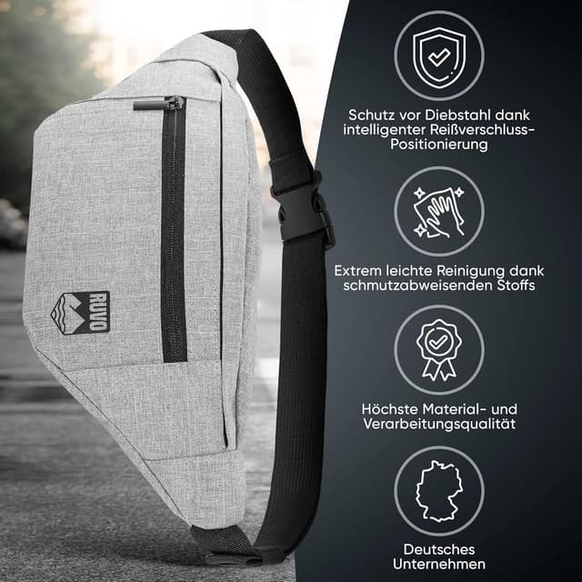 Detalle 1 de RUVO Marsupio da cintura grigio, 4 scomparti