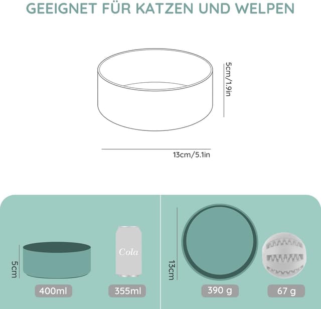 Thumbnail 3 de SPUNKYJUNKY Keramik Hundenapf 400 ml Dunkelgrün