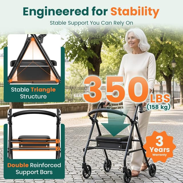 Detalle de Luckfaith LR01 folding rollator walker