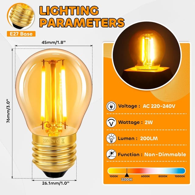 Detalle 2 de 2 Stück Edison LED Glühbirnen G45 E27