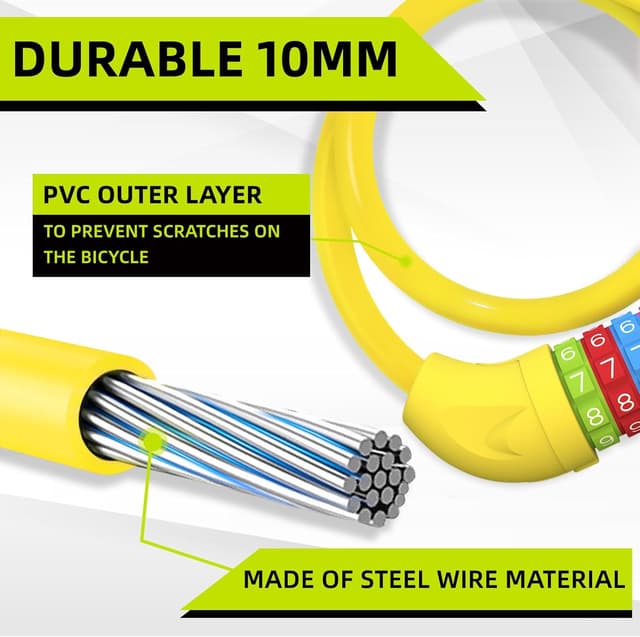 Detalle 1 de Fahrradzahlen-Schloss 4-stellig für Kinder 650 mm