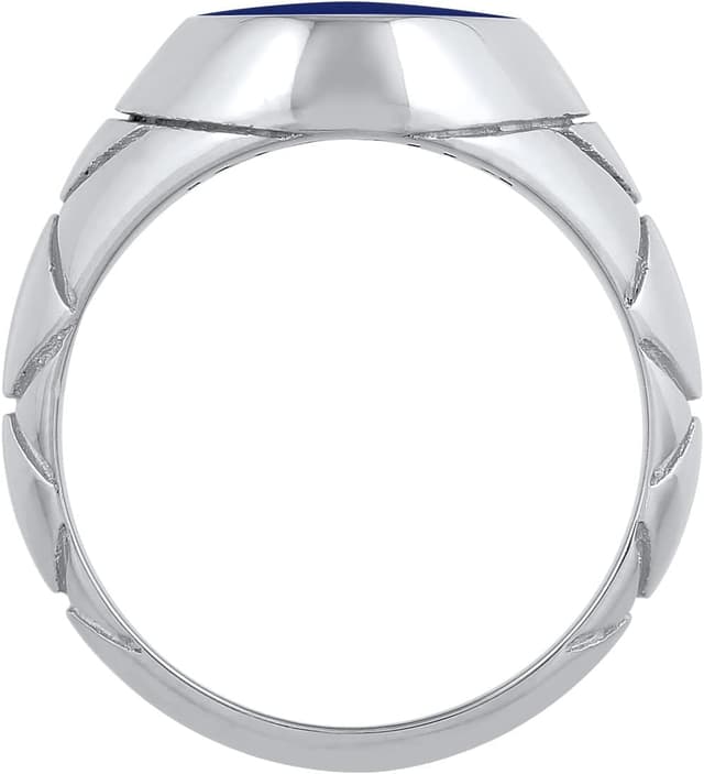 Detalle de Kuzzoi anello da uomo in argento Sterling 925 ovale smaltato blu (larghezza 13 mm)