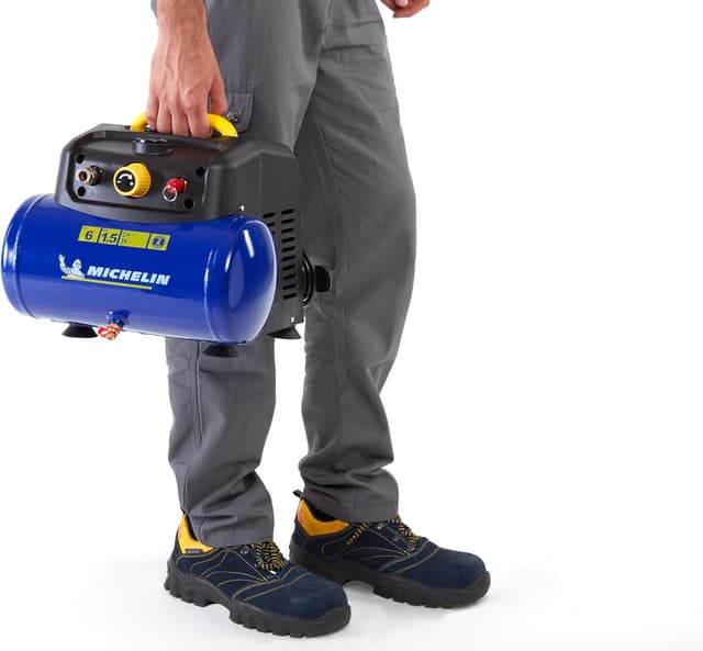 Detalle de MICHELIN Compressore d’aria portatile MBL6 da 6 litri oil-free con manometro e kit gonfiaggio