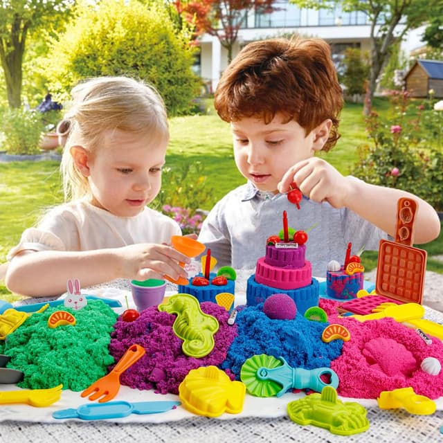 Detalle de YIDESTARS Sensory Play Kit: Sand Art & Ice Cream Toy Set (4lbs colorful sand) for ages 3–8