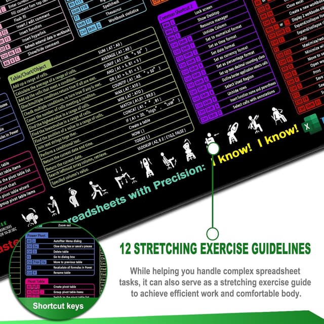 Thumbnail 3 de Excel Cheat Sheet Desk Mat XXL 90x40 cm