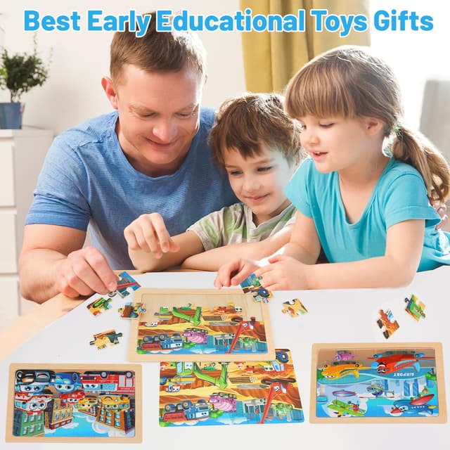 Thumbnail 6 de Puzzles for Kids Ages 4–6: 24-Piece Toddler Puzzles Set (4 Packs) for Construction & Vehicles