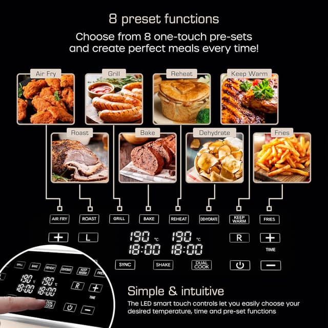 Detalle de Swan SD10519C Retro Dual Basket Air Fryer (8L, 1700W) with Swan Cyclone Technology