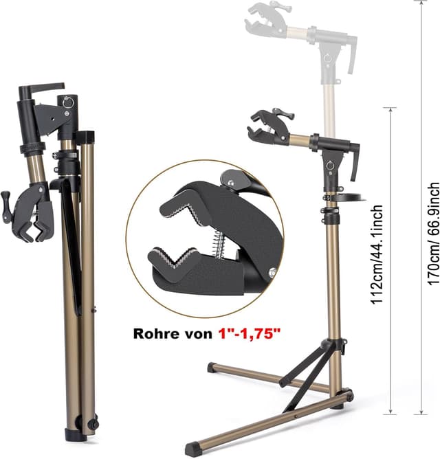 Detalle de CXWXC Foldable Bicycle Repair Stand (Height Adjustable, 360° Rotatable, up to 36 kg)