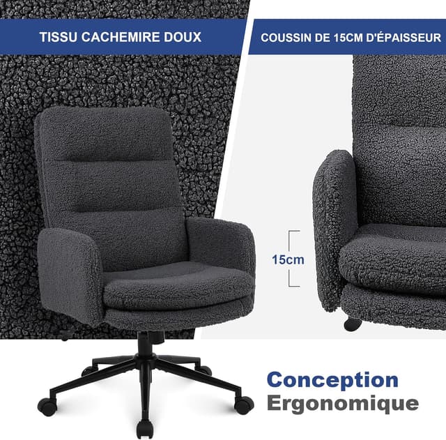 Detalle 2 de Youhauchair Chaise de bureau ergonomique 15 cm