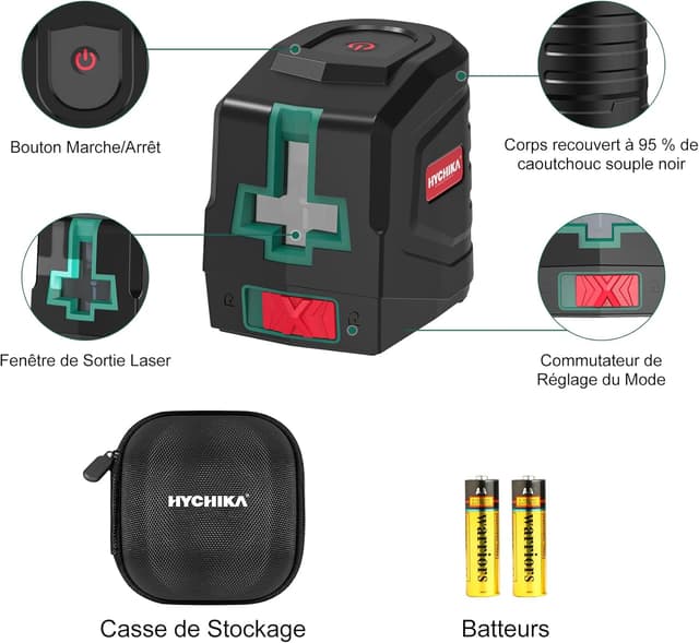 Detalle 2 de Niveau laser vert HYCHIKA – niveau laser autonivelant avec lignes vertes et mode manuel