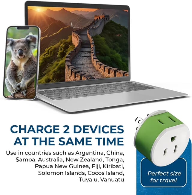 Detalle 2 de OREI Type I (US-16) Australia/New Zealand/China to USA Power Plug Adapter, Travel 3-Pack