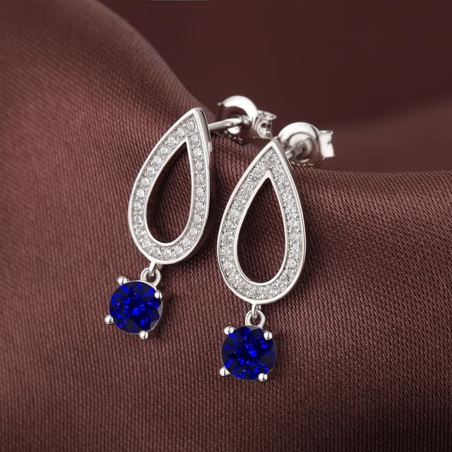 Detalle 2 de Jiamiaoi 18K Weißgold plattiert Tränen-Ohrringe mit 925 Sterlingsilber, Zirkonia (Damen)