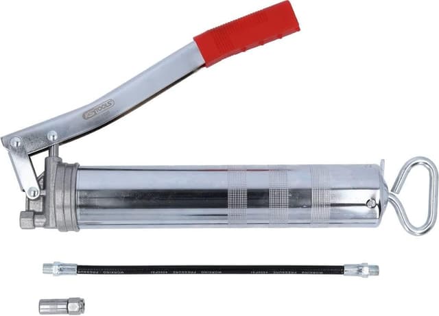 Detalle 2 de KS Tools 980.1010 Hebel-Fettpresse mit flexiblem Schlauch, verchromt, 400 g