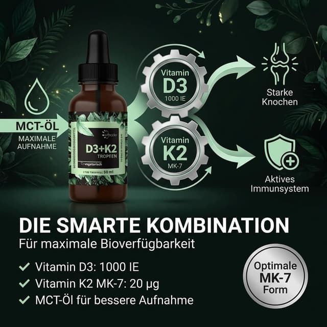 Detalle 2 de Vihado Vitamin D3 K2 Tropfen 1000 IE