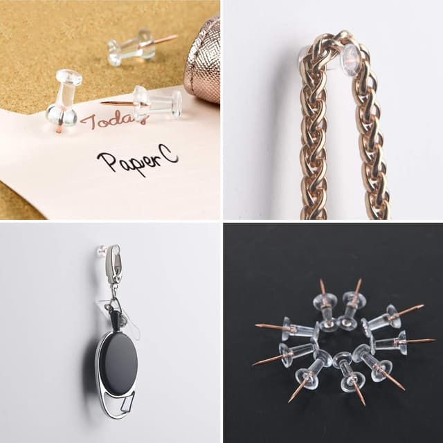 Detalle 2 de Vicloon Chinchetas Transparentes 300 piezas