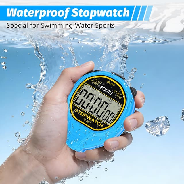 Detalle de FCXJTU digitale wasserdichte Stoppuhr (IPX7) für Schwimmtraining – geräuschlos, großes Display