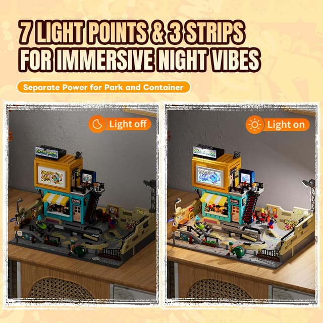 Detalle 2 de Lumibricks Skatepark : diorama urbain éclairé avec conteneur amovible