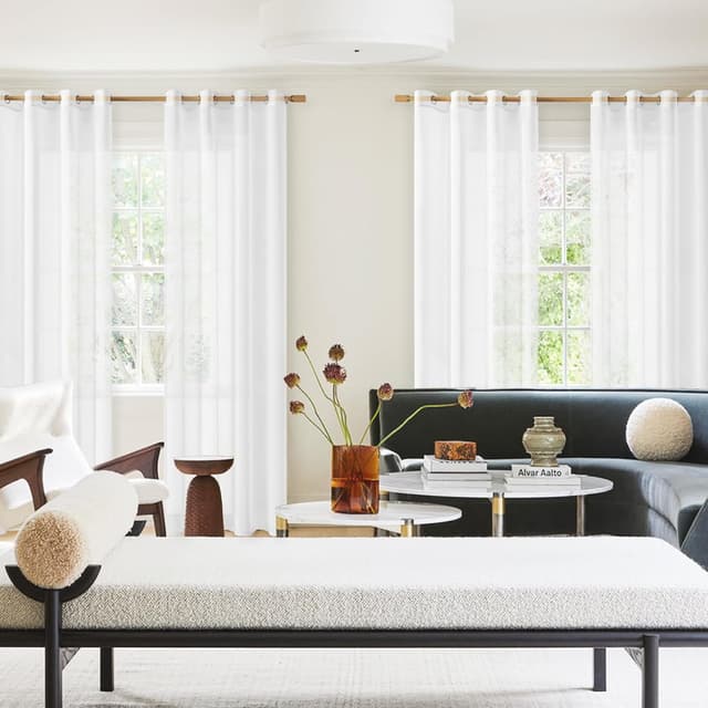 Detalle 2 de Softalker Rideaux voilage blanc semi-transparent 140x240 cm (lot de 2) à œillets