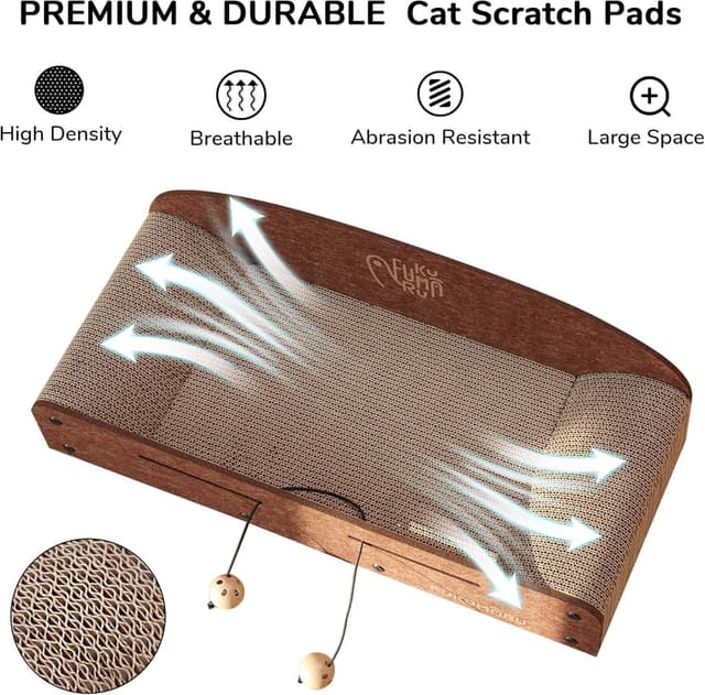 Detalle de FUKUMARU Cat Scratcher Cardboard 66cm lounge bed 🐱