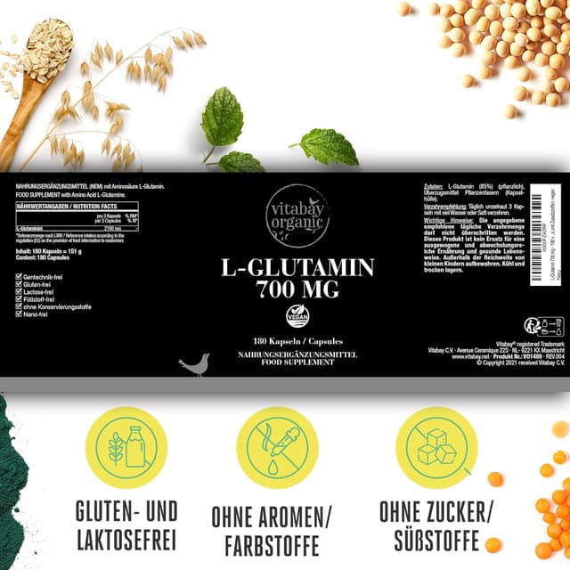 Thumbnail 5 de Vitabay L-Glutamin Kapseln 700 mg 💊
