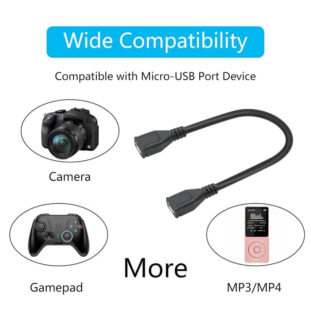 Detalle de Micro USB extension cable 9 inch, 2 pack