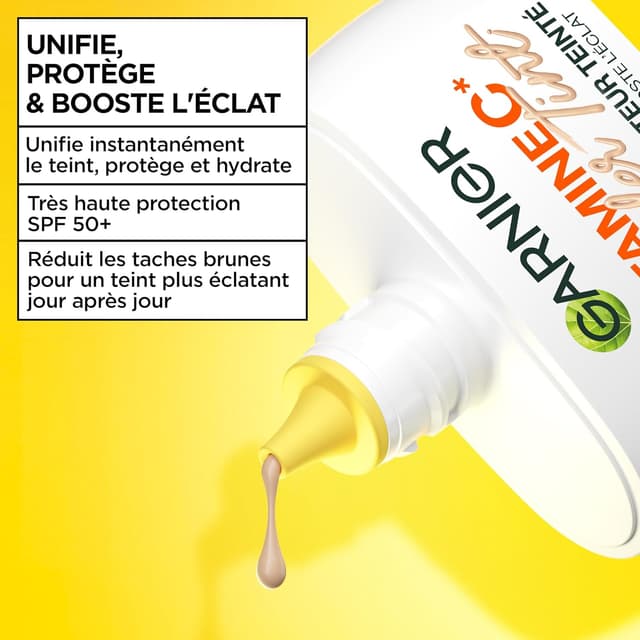 Detalle de GARNIER SkinActive Vitamine C Wonder Tint SPF50+ fluide teinté perfecteur (teinte claire) 40 ml