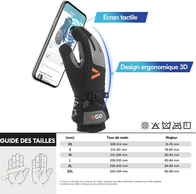 Thumbnail 5 de Vgo CA7759FLWP Gants de travail hiver imperméables