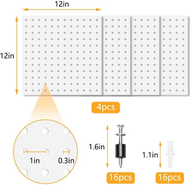 Thumbnail 3 de Dobures Metal Pegboard Panels 12x12 8-Pack
