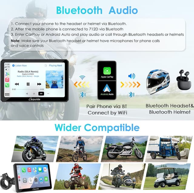 Thumbnail 4 de Carpuride W712D 7" Motorcycle CarPlay screen