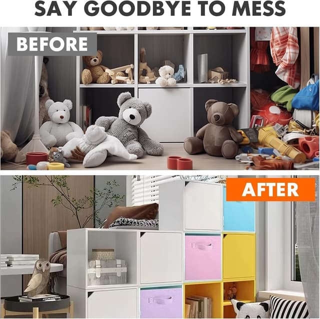 Detalle de powerking Aufbewahrungsbox-Set mit 6 faltbaren Würfeln aus Stoff (Regenbogenfarbe)