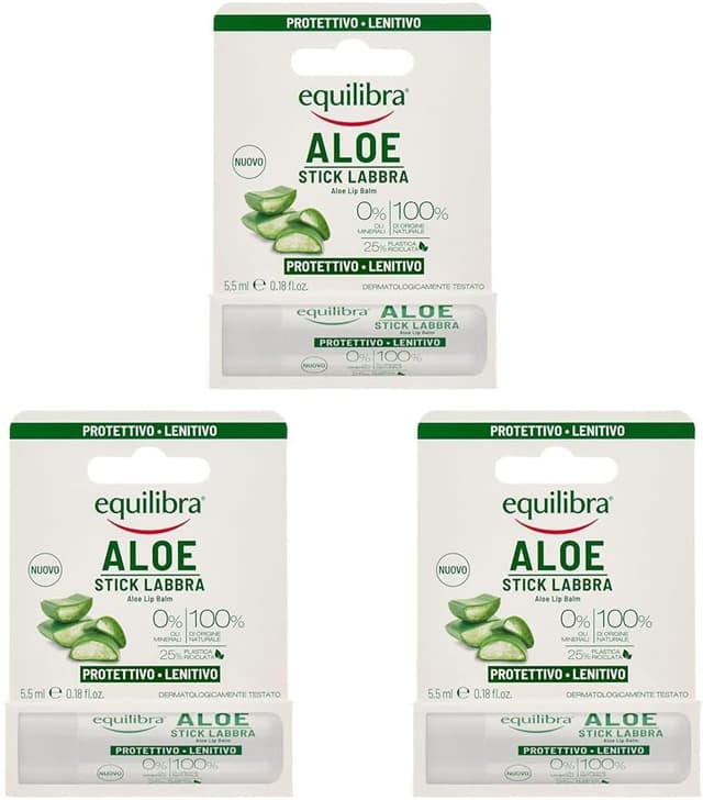 Detalle de Equilibra Viso Aloe Stick Labbra Idratante all’Aloe Vera 20% (3 x 5,5 ml)