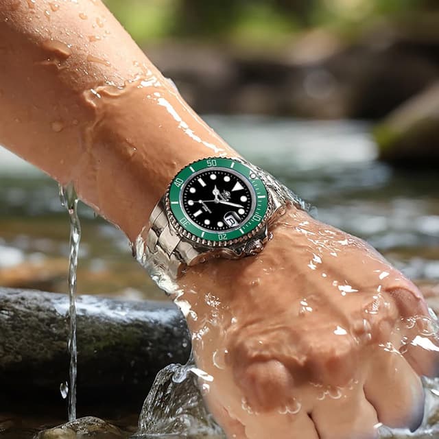 Detalle de ADDIESDIVE AD2503 Herren-Automatikuhr mit Saphirglas, 200 m wasserdicht und Keramiklünette 8215