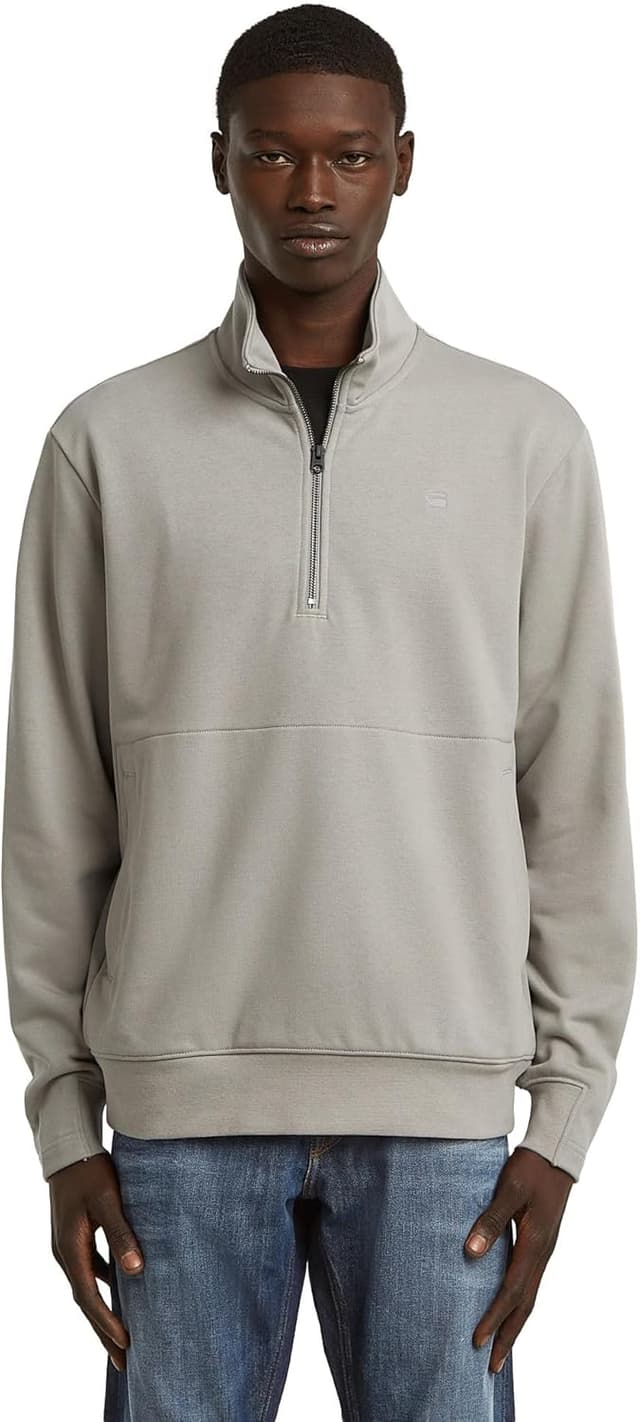 Detalle de G-STAR Herren Nifous Half Zip Sweater – Halbreißverschluss mit gerippten Abschlüssen