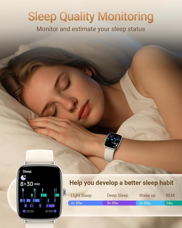 Detalle 2 de Smart Watch for Men & Women with Bluetooth Calling, SpO2 & Sleep Monitoring, 1.85" HD Fitness Screen (IP68)