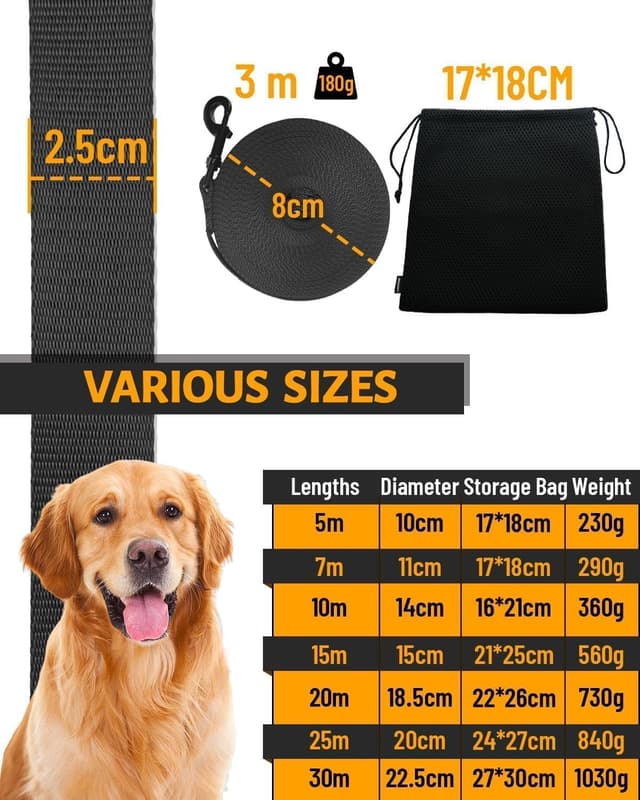 Detalle de Looxmeer 25m Nylon Long Line training lead for dogs 🐕