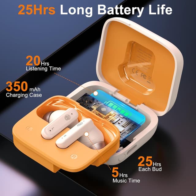 Detalle de THREE PEACHES Wireless Earbuds with Touch LED ANC, Bluetooth ENC and Gaming Sound Modes