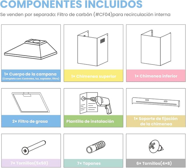 Thumbnail 6 de COMFEE' PYRA17SS-60 campana extractora 400 m³/h