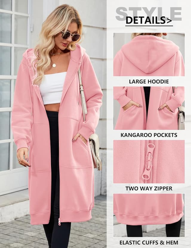 Detalle 2 de Tuopuda Lange Kapuzenpullover Hoodie