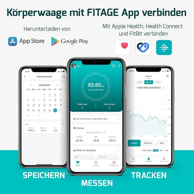Detalle de Digitale Personenwaage „Testsieger 2025“ – Körperanalysewaage bis 225 kg mit App & 17 Messwerten (Schwarz)