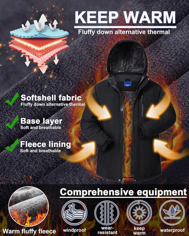 Thumbnail 3 de CNBQDD Winter Jacket Men’s Waterproof Ski Coat with Hood