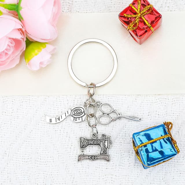 Detalle de OBEISN Schlüsselanhänger zum Nähen aus Edelstahl – kreatives Geschenk für Nähfans