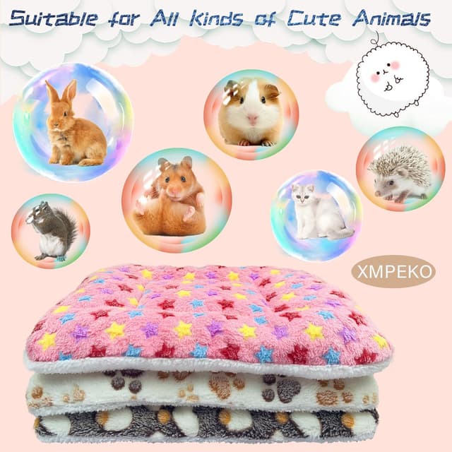 Detalle de XMPEKO 3 Peck Small Animal Plush Bed (40 x 30 x 3cm) – fleece cage bedding mat