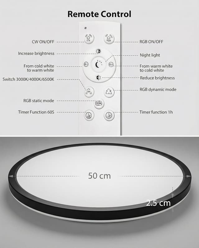 Detalle 2 de Zemty LED Deckenleuchte dimmbar 42 W