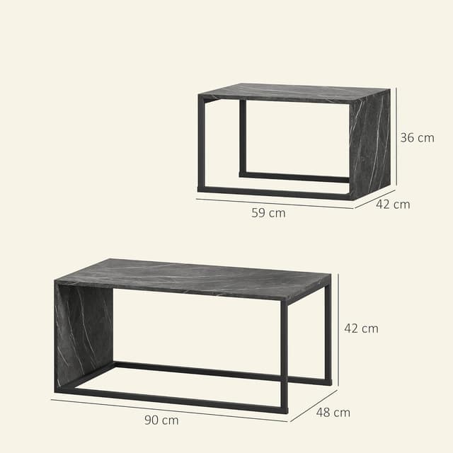 Thumbnail 2 de HOMCOM Lot de 2 Tables Basses gigognes 90 cm