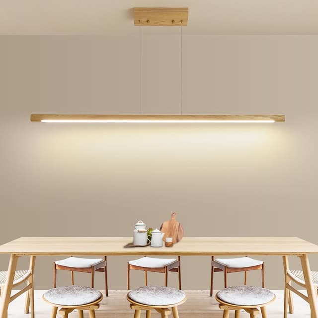 Detalle de Mikeru Eschenholz-Pendelleuchte 120 cm dimmbar