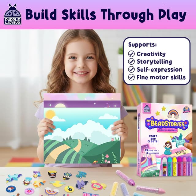 Thumbnail 6 de My BeadStories Princess Unicorn Bead Mosaic Art Kit for Kids (Ages 4–10)