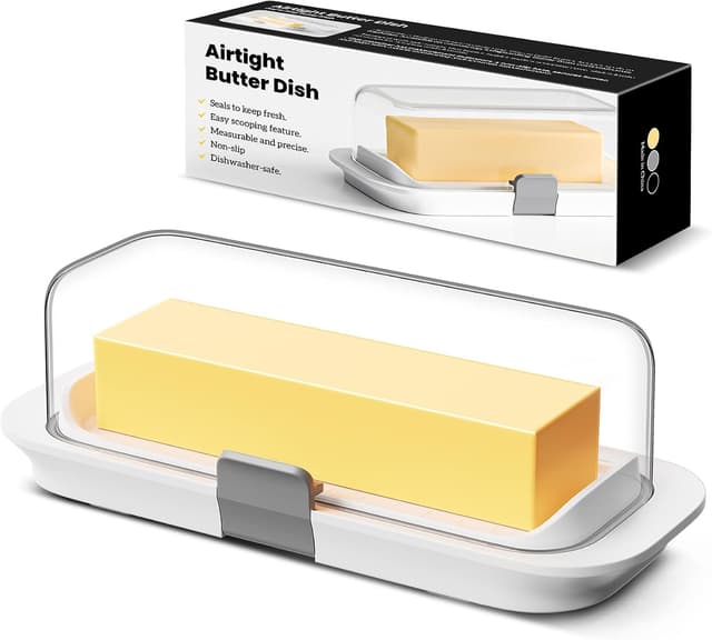 Detalle de Pisol Butter Dish with Lid (Countertop & Refrigerator Door Shelf) — Airtight Butter Keeper, BPA-Free